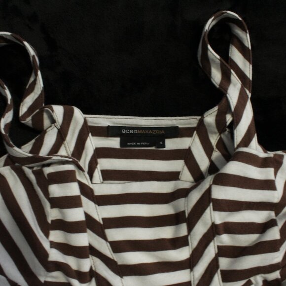 BCBG Brown & White Striped Baby Doll Tank-Top - Picture 5 of 6